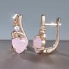 Vintage Geometric Pink Zircon Drop Earrings for Women Luxury Gold Color Daily Fashion Jewelry