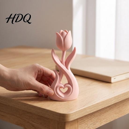 Маленькие полки Декорации 3D-печатная фигурка цветка тюльпана с полым декором в виде сердца Современное цветочное настольное centerpiece Украшение Декоративная скульптура
