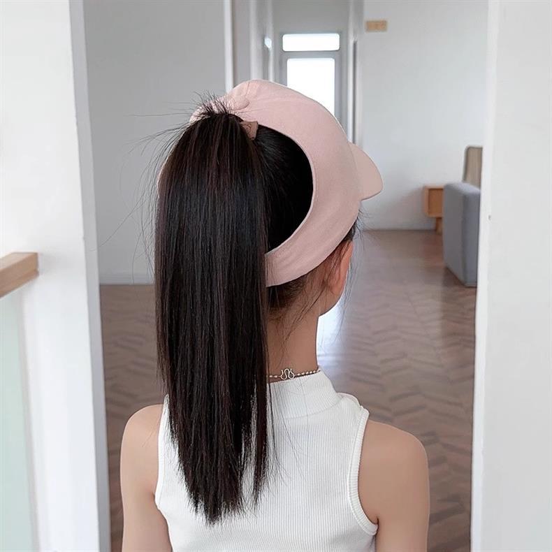 Комплект из 1 детской шапки, летние пустые цилиндры, детские шапочки с язычком утки, шляпы от солнца с вышитым бантом для девочек, бейсболки с завязанным хвостиком