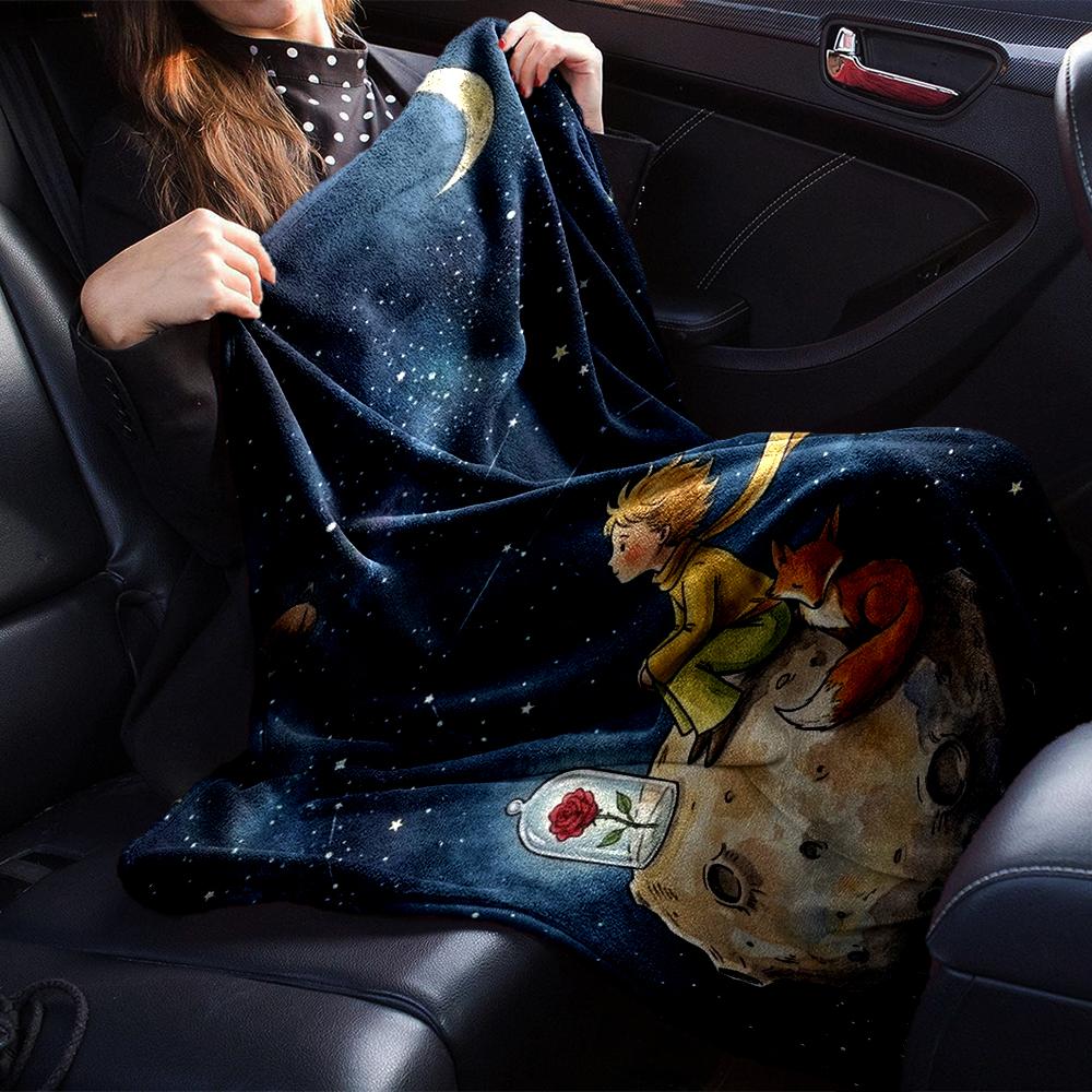 The Little Prince Theme Printed Blanket - Perfect for Couch, Bed, Travel & Outdoor Use | Machine Washable, Cozy & Durable.