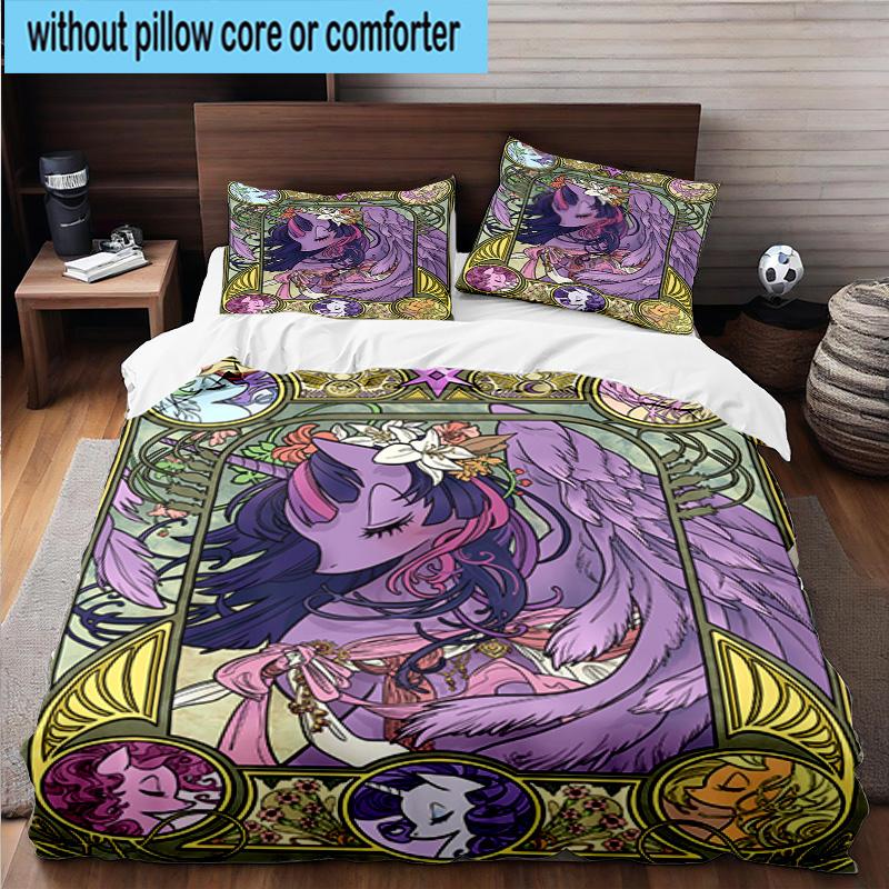 3PCS Mythical Fantasy Colorful Unicorn 3pcs Bedding,Including 3PCS Duvet Cover And 2pcs Pillowcases Perfect for Christmas,Ideal for Bedroom, Dormitory