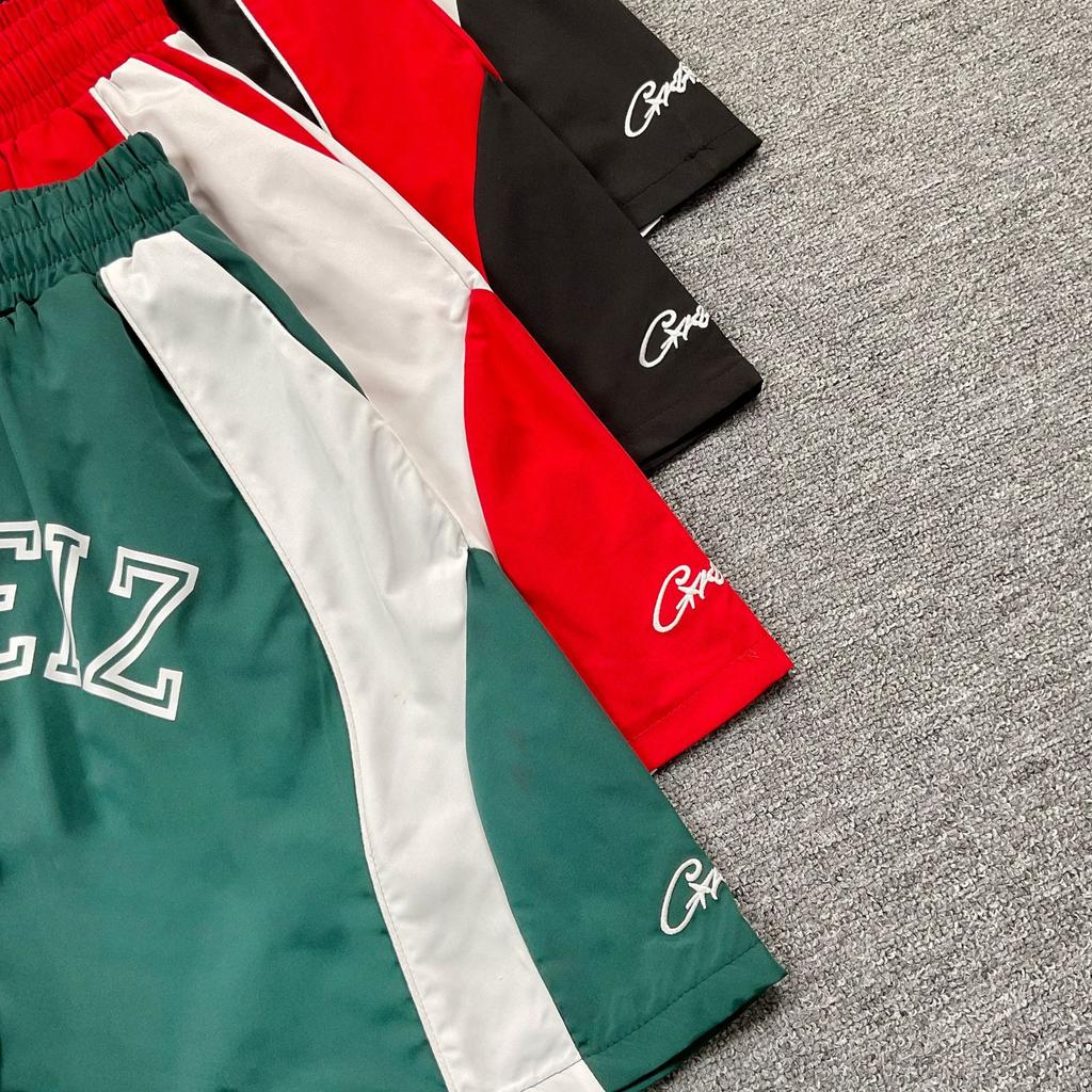 Cross-border European and American trendy brand Alcatraz letter logo embroidery color matching casual shorts men's and women's high street beach five-