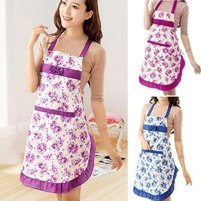 Женщины Bib Цветочный принт Bowknot Кухня Ресторан Кулинария Карманное платье Фартук