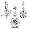 Follow Heart Compass Dangle Charms Beads Pendant 925 Silver Fit Bracelet Bangle Diy For Jewelry Making