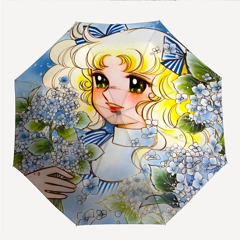 Модный складной зонт Candy Candy с автоматическим открытием/закрытием. Портативный и складной, идеально подходит для подарка, путешествий и повседневного использования.