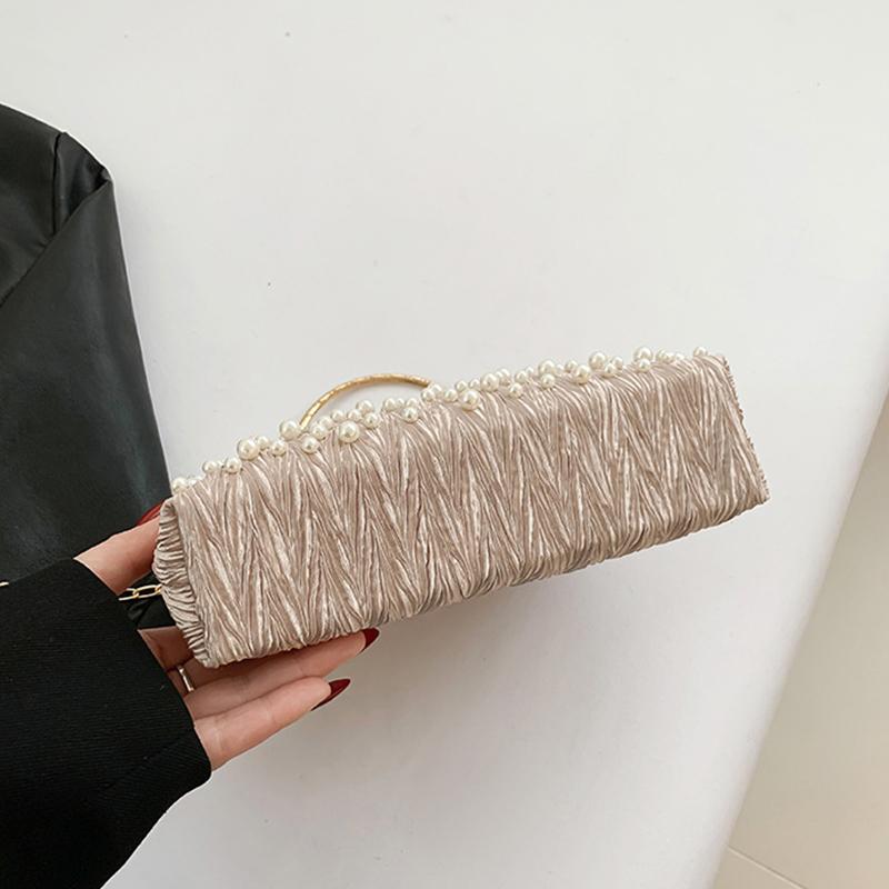 Искусственный жемчуг, инкрустированный бриллиантами, наплечная сумка, сумка-мессенджер на металлической цепочке, дамская банкетная сумка-ракушка, модный вечерний клатч, сумочка KTY