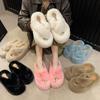 2025 autumn and winter fashion casual outerwear home new cross Korean version warm thick bottom one-word cotton slippers