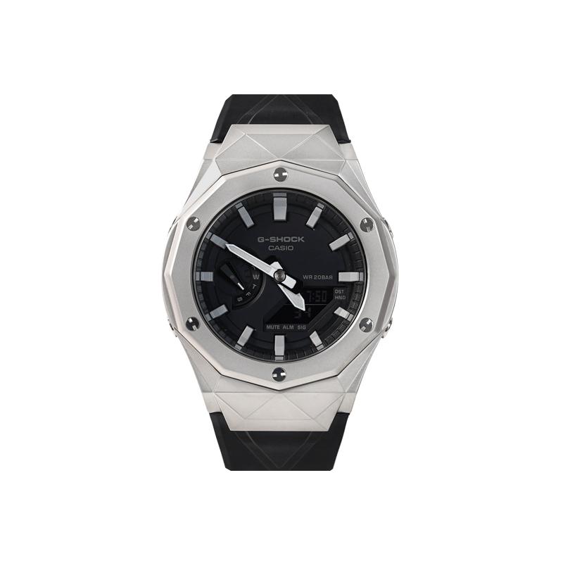 Casio Мужские часы с двойным дисплеем (жидкокристаллический/аналоговый) Серия Черные часы GA-2100-1A-
