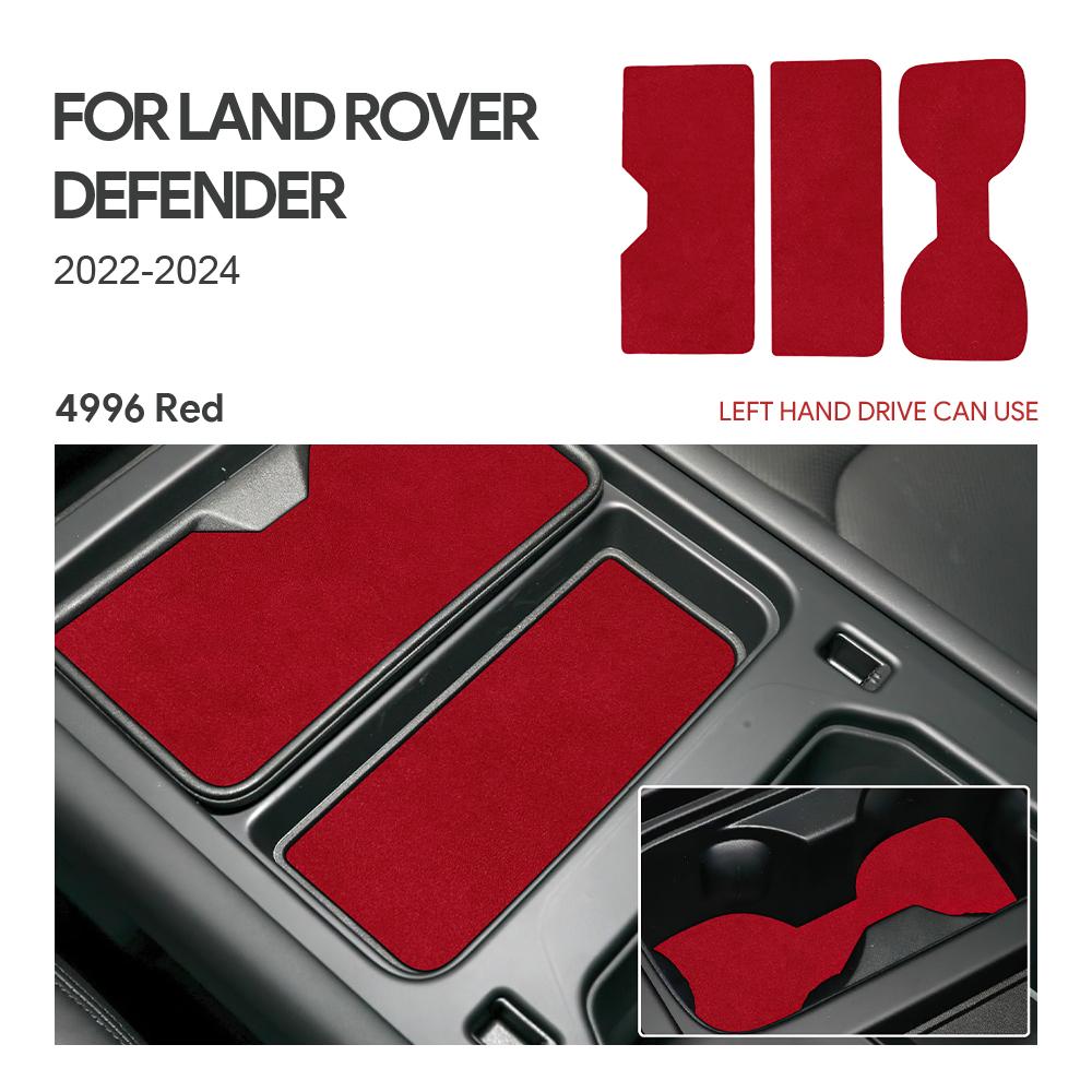 Suede Leather Car Coaster Sticker LHD for Land Rover Defender 2022 2023 2024 Car Center Console Coaster Panel Trim Accessories