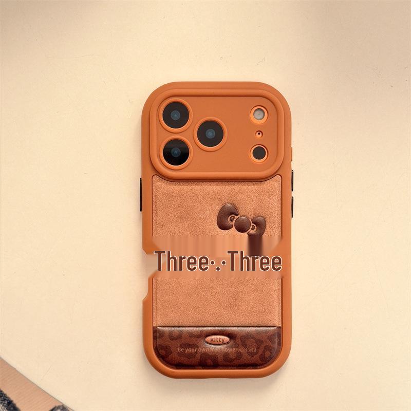 Мультяшный чехол для iPhone 14 Pro Max с текстурой кожи Rilakkuma Cat - Противоударный чехол