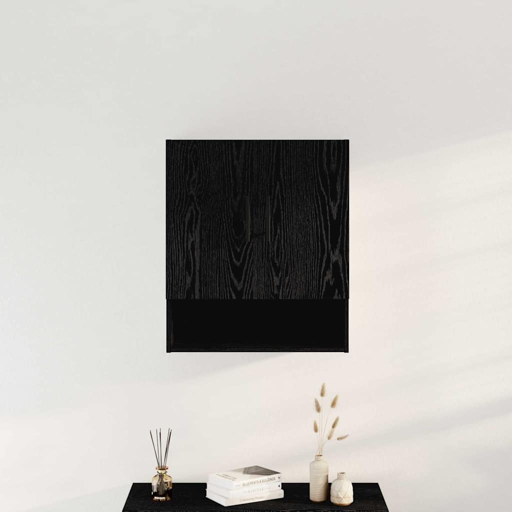 Wall Mounted Cabinet in Black Oak Effect 60 x 31 x 70 cm