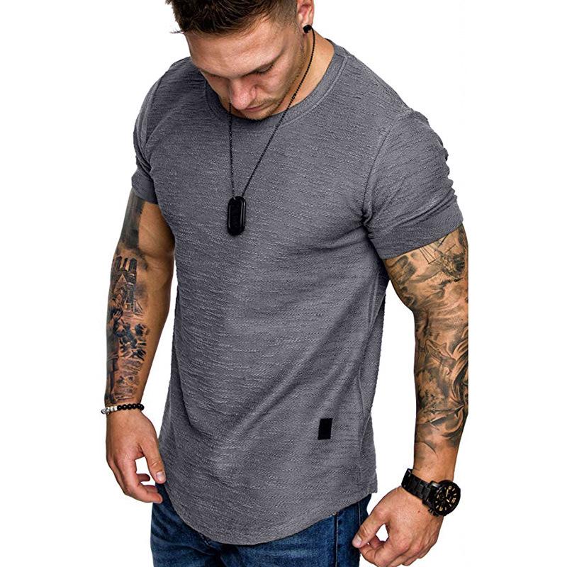 Men's Summer Solid Crew Neck Top Fashion Casual Short Sleeve T-Shirt