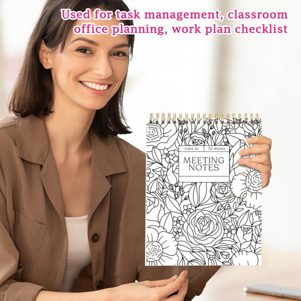 Красочные спиральные блокноты и ежедневники, красивый и красивый цветочный дизайн дневника, цветочные заметки для встреч раскраска