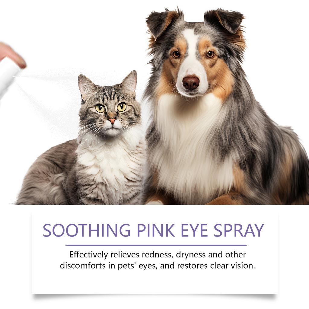 Успокаивающий спрей для глаз домашних животных Успокаивает дискомфорт в глазах, очищает, ухаживает и увлажняет Освежающий спрей для глаз домашних животных 50 мл