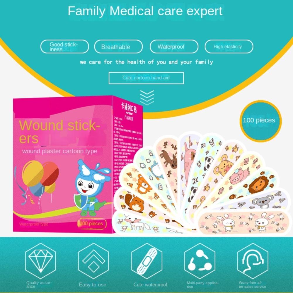 100 шт. водостойкая повязка на рану, клейкие повязки, пластырь для повязки на кожу, мультяшная повязка, первая помощь