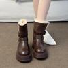 Fashion English Platform Winter All-Purpose Short Tubes Women's Fleece Cotton Boots