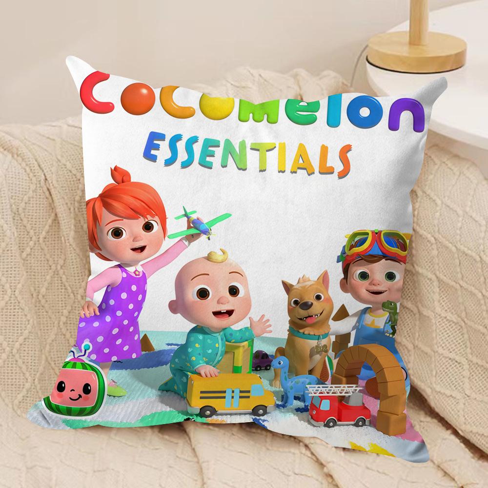 Cartoon CCoComelons Cute Cushion Cover Silky Short Plush Invisible Zipper Dustproof Sofa Pillow Case For Home Decor