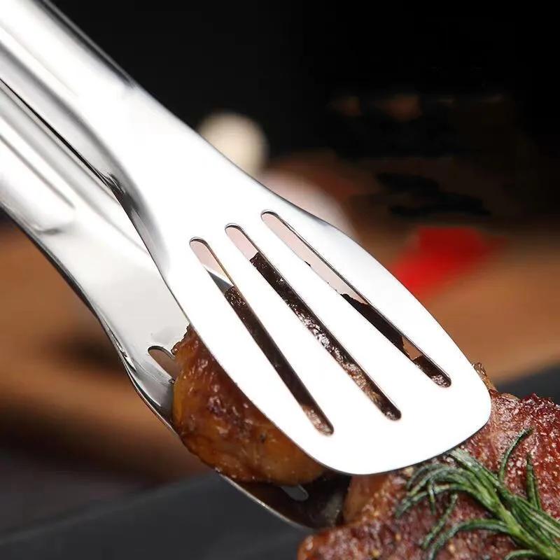 Stainless Steel Hollowed Out Food Clip Pliers Barbecue Oil Brush Home Kitchen Cooking Barbecue Tools Practical Buffet Tableware