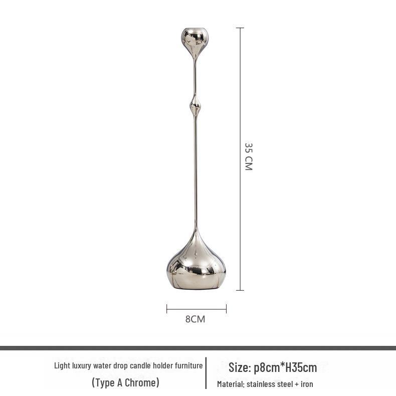 European Luxury Silver Teardrop Metal Candle Holder for Home Decor