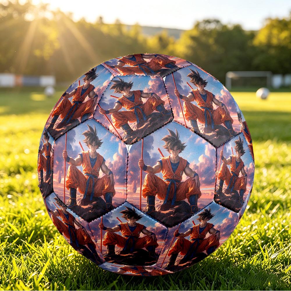 Goku Printed Size 5 Standard Football, Waterproof PU Training Soccer Ball for Outdoor Sports