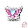 Springtime 925 Silver Sparkling Zircon Colorful Butterfly Charms Beads Fit Qikaola Bracelets DIY Birthday Jewelry Gifts