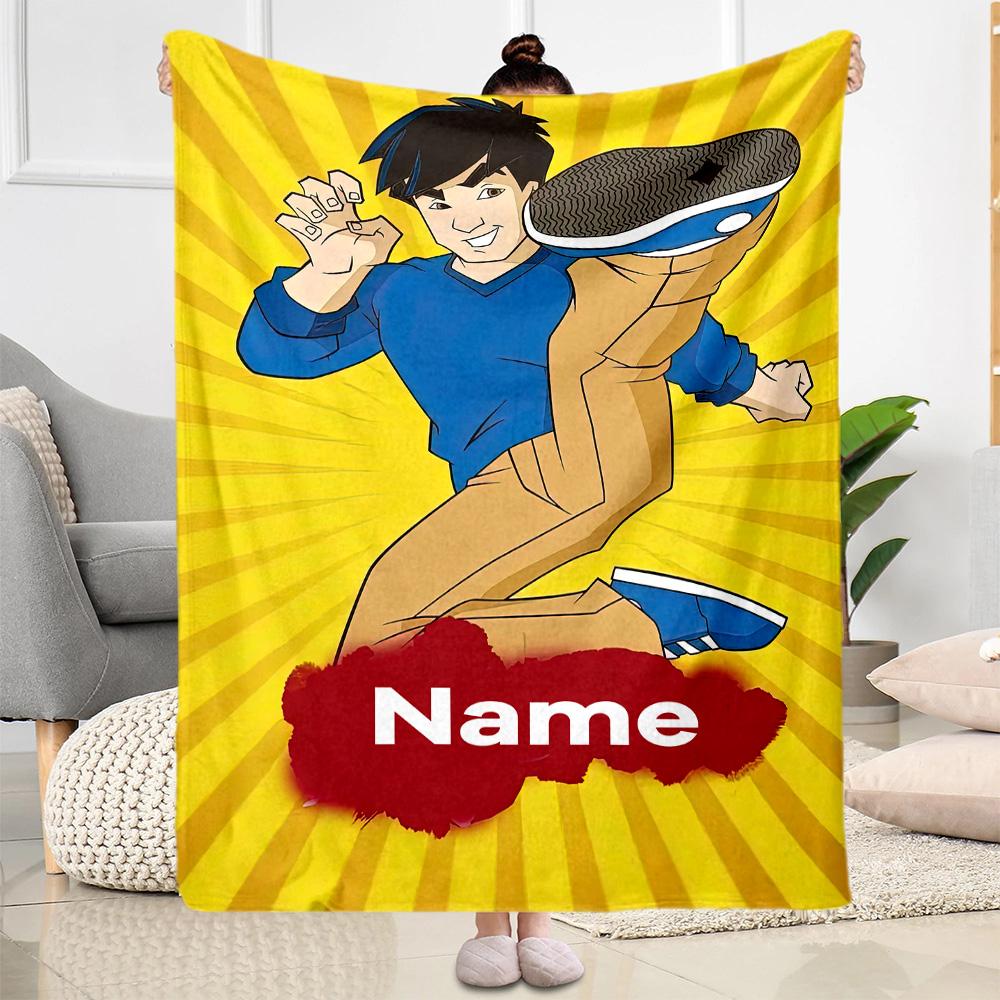 Jackie Chan Customize Your Name Blanket Cozy Customizable Blanket Warmthful Decor Throw For Sofa Office Office Chair Bed Ideal for All Seasons