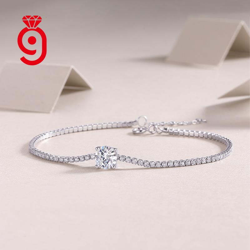 1 Carat Moissanite Diamond S925 Sterling Silver Luxury Wedding Celebration Exquisite Bracelet Jewelry Gifts Women's Bracelet