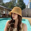 Korean Ins Niche Woven Bucket Hat Internet Celebrity Hollow Straw Hat Women Sunscreen Sunshade Sun Show Face Small Bucket Hat