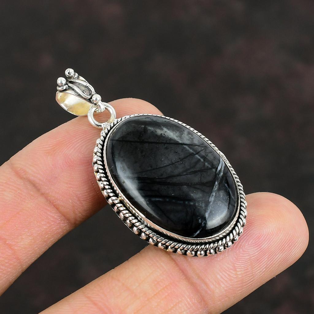 Подвеска из яшмы Пикассо, подвеска из натурального драгоценного камня ручной работы, подвеска из стерлингового серебра 925 пробы, антикварная подвеска, ювелирные изделия из яшмы Пикассо, подарки на помолвку