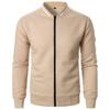 New men's plaid solid color cardigan sweater men's zipper stand-up neck sweater jacket