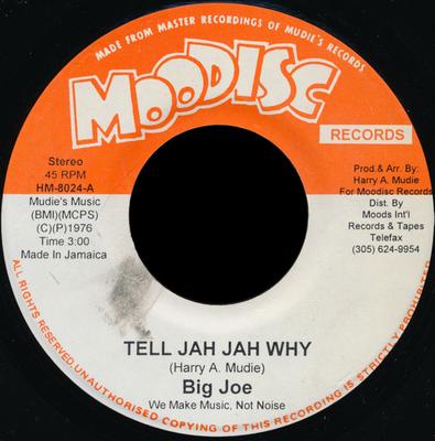 7-дюймовая пластинка BIG JOE - Tell Jah Jah HM8024 Moodisc Records Ямайка Регги, Ска и Даб Б/У