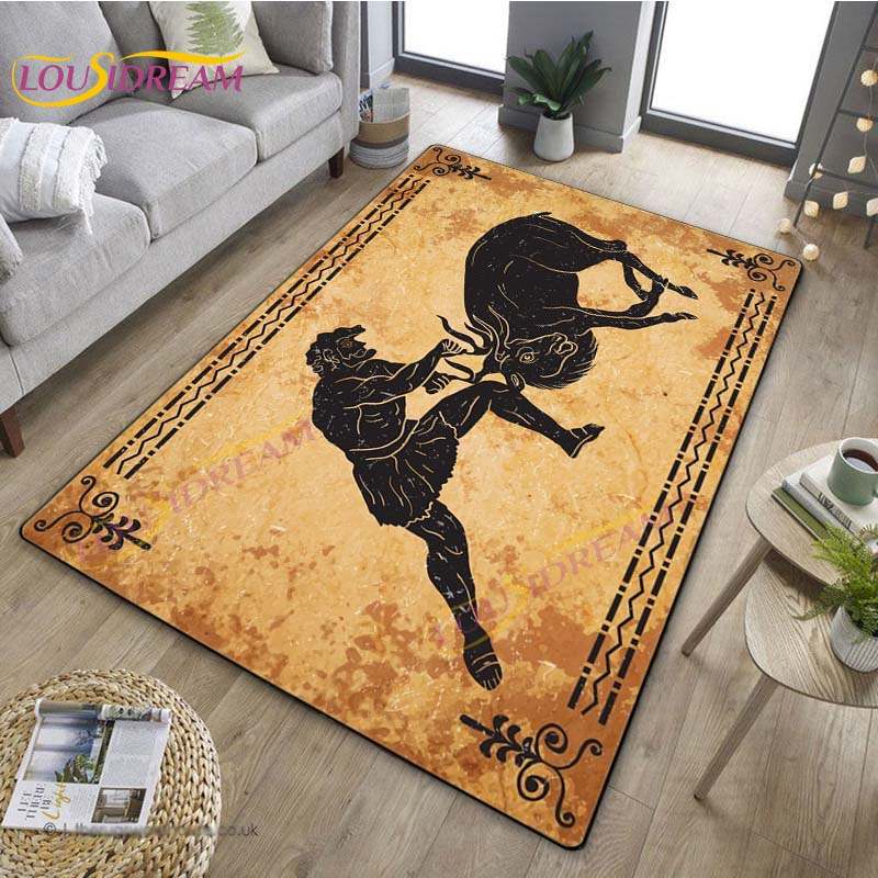 3D Египетский ковер «Древний всадник», греческий ковер, ковер Древнего Египта для гостиной, спальни, кухни, греческий домашний декор, нескользящий напольный коврик
