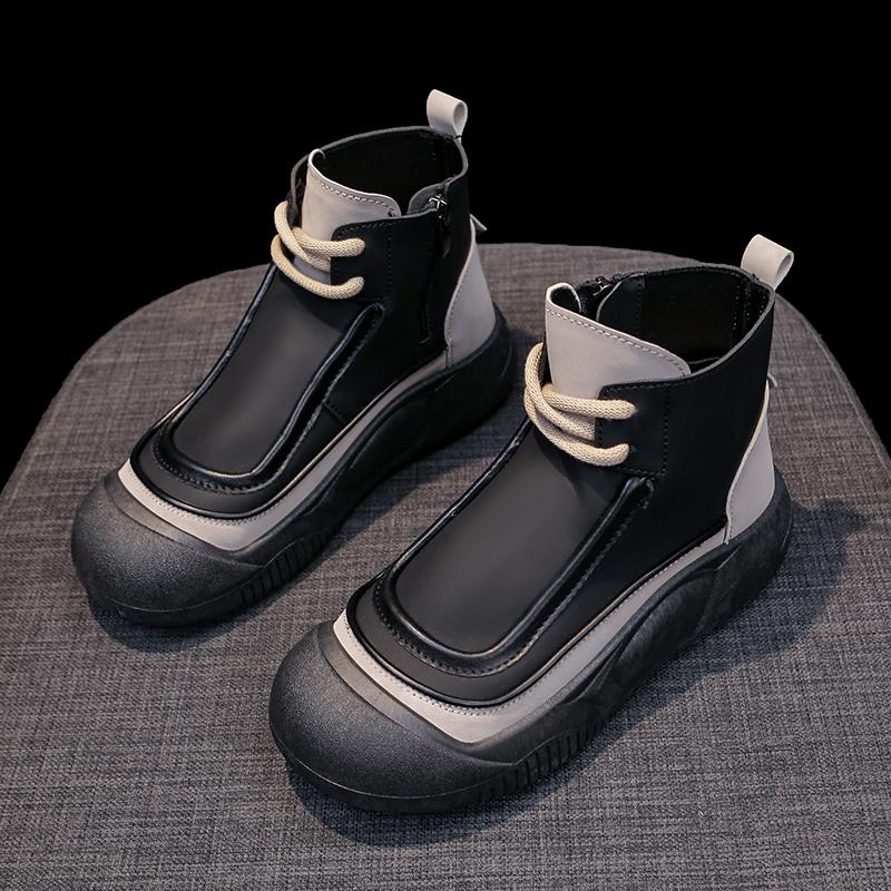 TUINANLE Женская весенняя обувь. Высокие кроссовки на молнии. Черные туфли. Женские прогулочные массивные кроссовки.