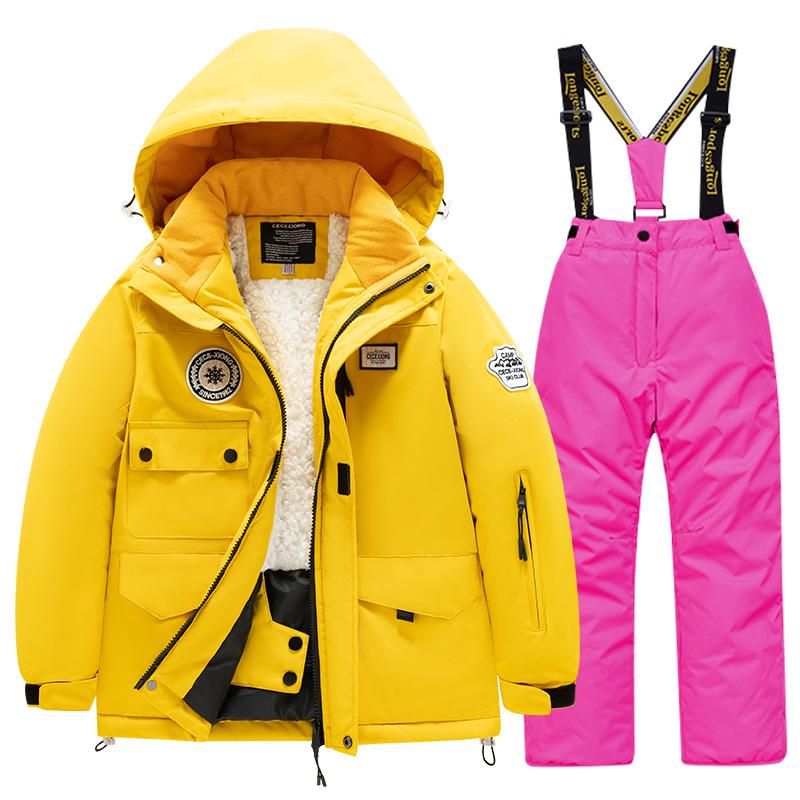 Winter Children's Skiing Suit for Boys and Girls, Windproof Waterproof Thick Coat for Warmth and Snow Playing Equipment