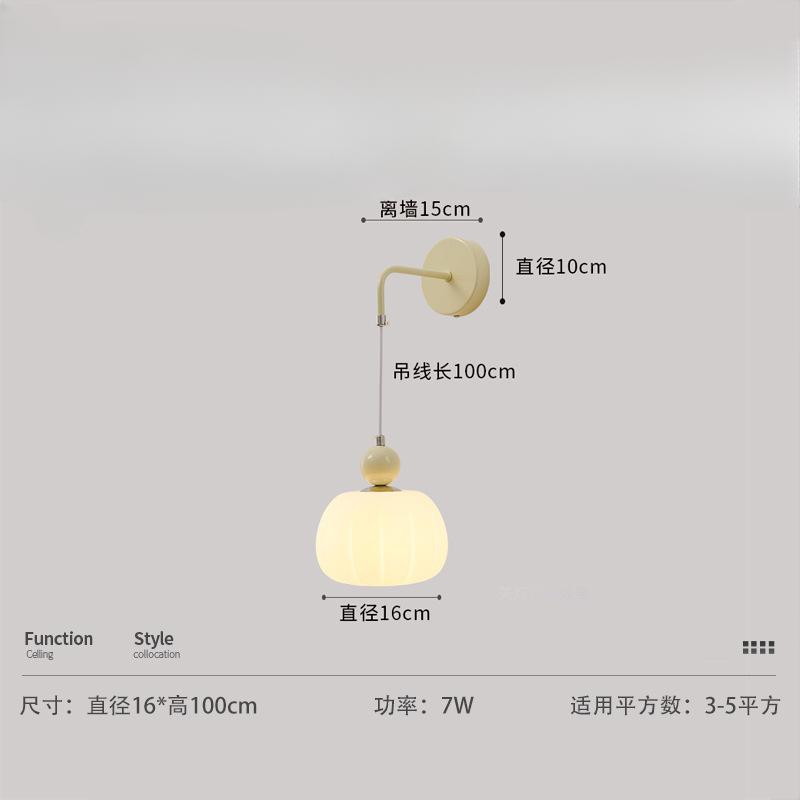 Japanese Cream Pumpkin Nordic Bedroom Bedside Lamp Wall Lamp Creative Living Room Background Wall Corridor Hallway Light