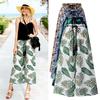 Floral Wide-leg Pants For Women In Summer Lightweight High-waisted Loose Printed Casual Cropped Pants Plus-size Slimming Beach Pants