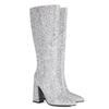 Fashion Sexy Knee High Boots Women Fashion Zipper Luxury Gold Silver Long Boot Block Heels Autumn Winter Shoes Female Large Size