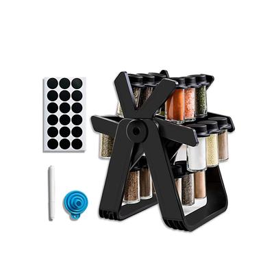 Вращающаяся на 360° колесо обозрения подставка для специй со стеклянными банками из 18 предметов, этикеточной бумагой, ручкой и складной воронкой