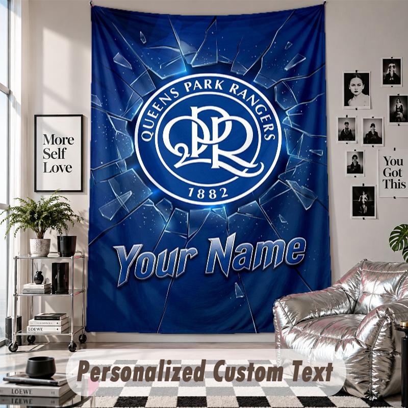 Wall Hanging Tapestry With Custom Name & Text, Queens Park Rangers FC Decorative Tapestry For Bedroom