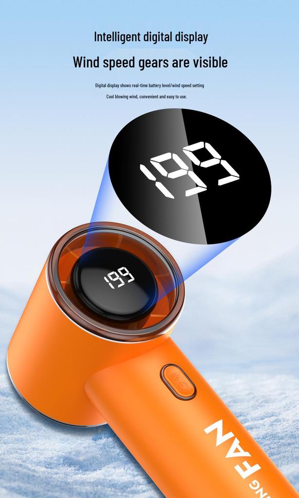 2026 USB Ручной Мини-Вентилятор: Цифровой дисплей, 199 скоростей, высокоскоростная турбина