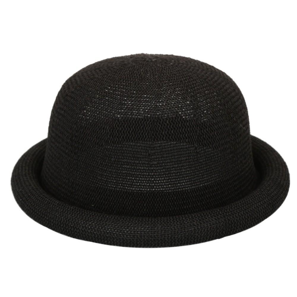Round Top Roll Brim Hat Raffia Weave Sun Visor Hat Elegant Straw Hat Beach Vacation