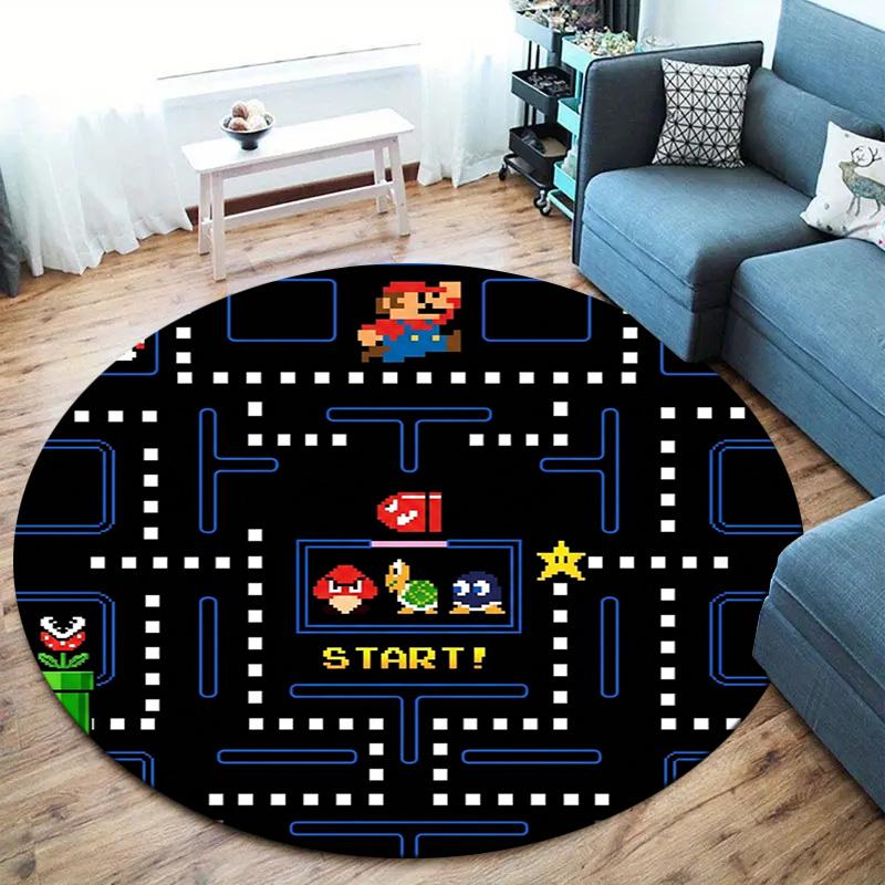 Super Mario Poster Round Area Rug Carpet Rug For Living Room Bedroom Sofa Playroom Decor Nonslip Floor Mat