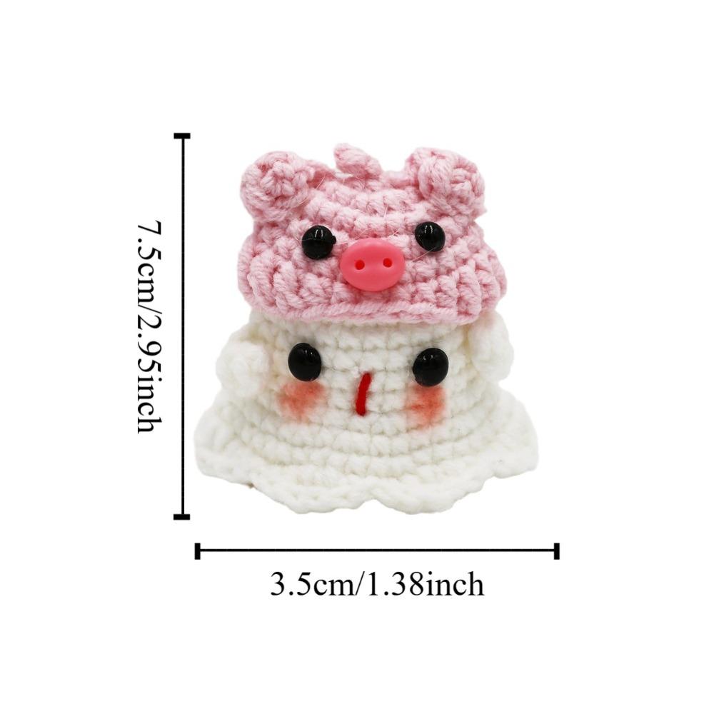 Crochet Knitting Ghost Keychain Creative Cartoon Knitted Ghost Ornament  Room Decor