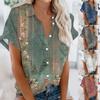 Женские летние топы с короткими рукавами, рубашки на пуговицах с V-образным вырезом, рабочие рубашки, нарядные элегантные свободные рубашки, женские пуловеры, пляжные рубашки с короткими рукавами