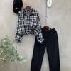 C S In The Room Semi Crop CheCk Pattern Long Sleeve Shirt 2 ColorS