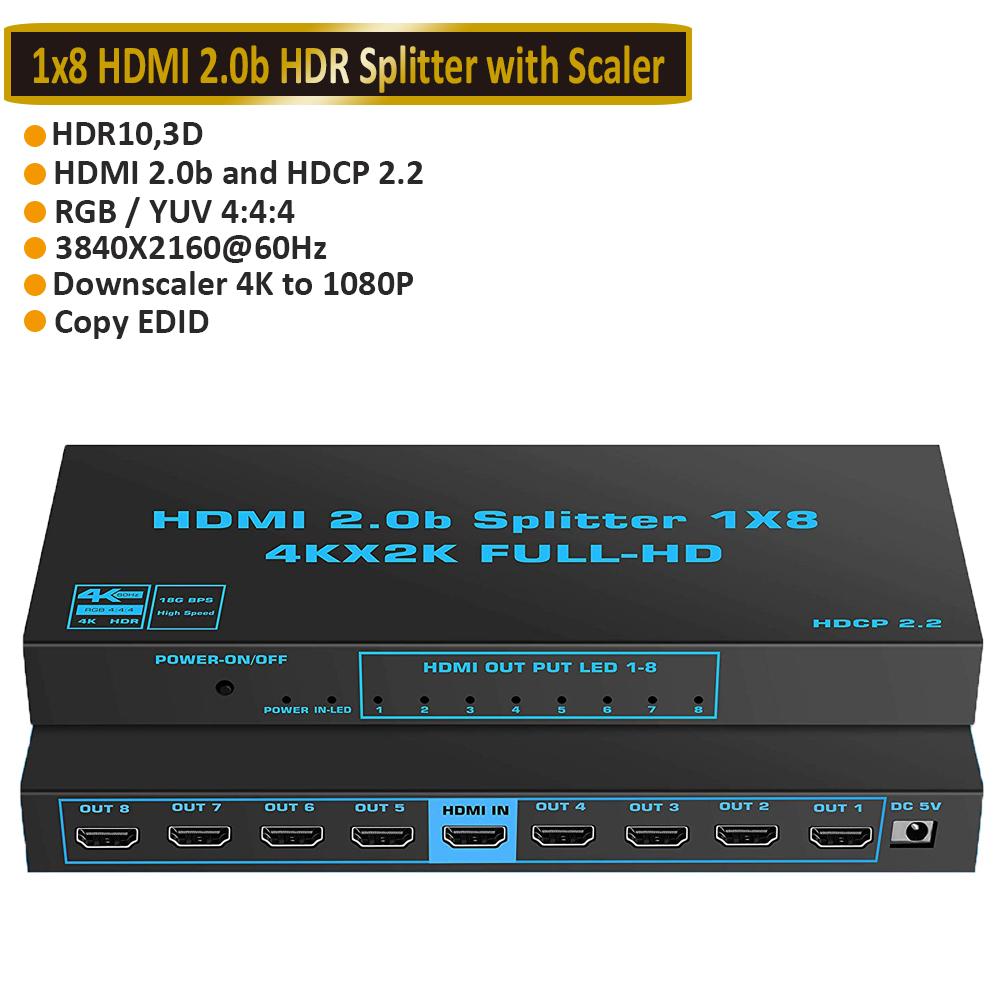 Navceker HDMI Splitter 1x2 1x4 1x8 4K HDMI Splitter 1 in 2 out 2 Port HDMI Amplifier HDMI Cable Splitter 2.0 For PS4 PS5 Xbox 4