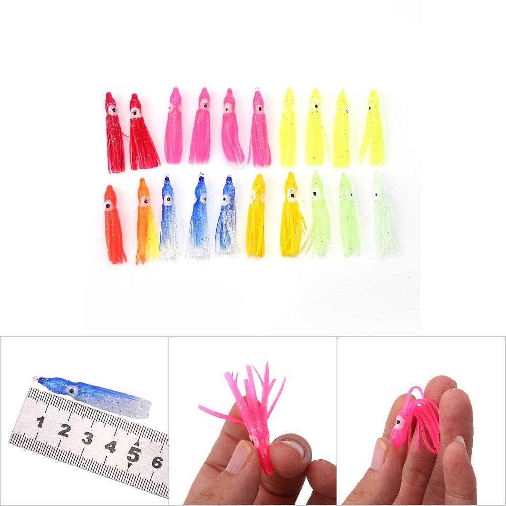 10 типов, 20 шт., новые полезные разноцветные приманки в виде кальмара, приманки для морской рыбалки, мягкие приманки для морской рыбалки