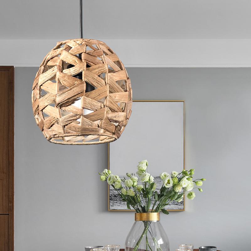 Ручной плетение абажура из соломы, винтажный абажур из ротанга, подвесной абажур