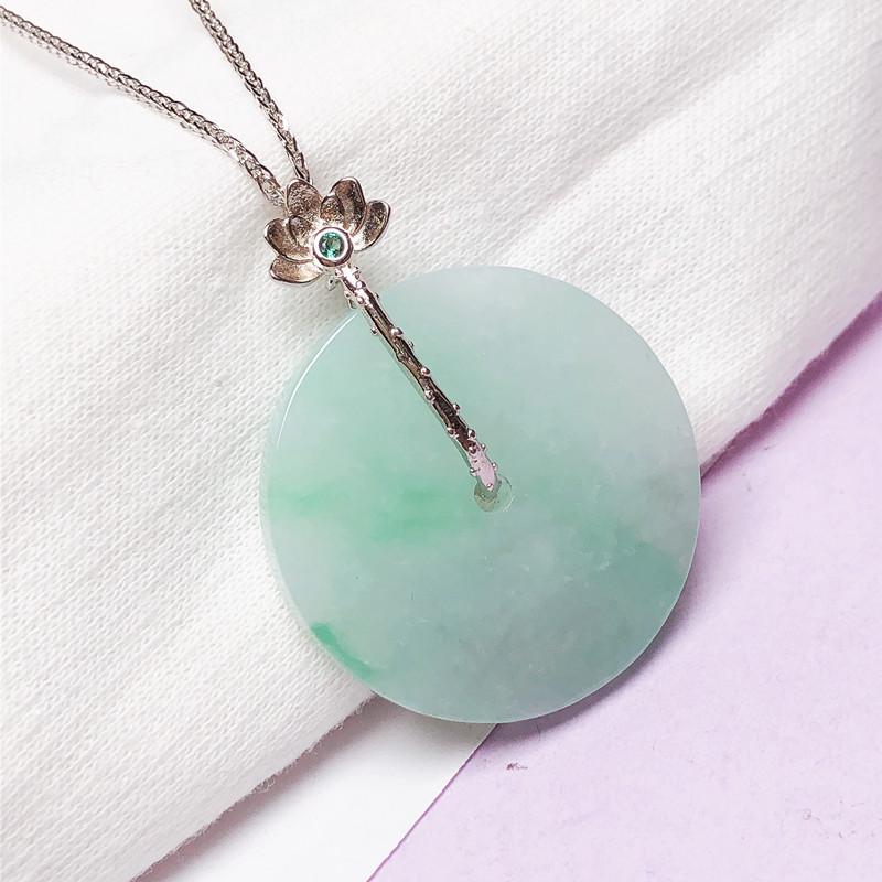 Клипса-цветок из стерлингового серебра S925 с жадеитом и янтарем, с застежкой-иглой