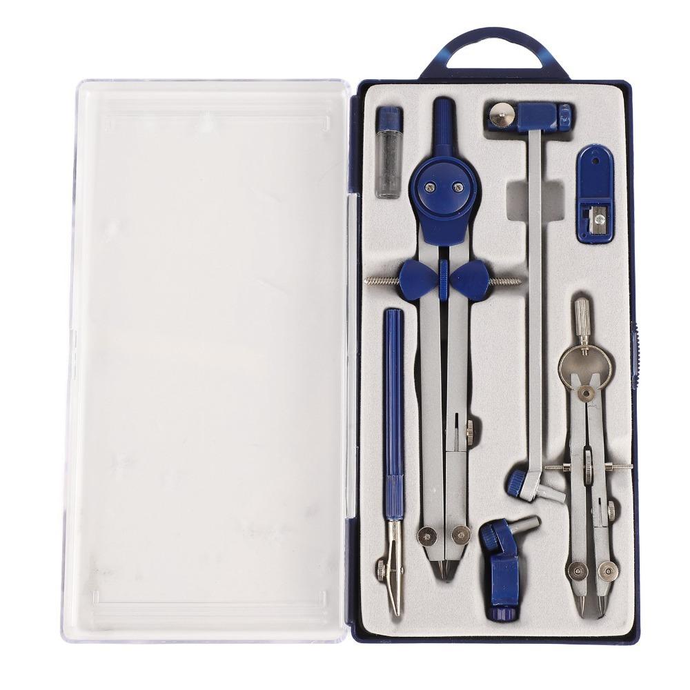 Metal Professional Drawing Compass White Storage Box Blue Drafting Compass Kit Multi Functional Adjustable Metal Compass Set